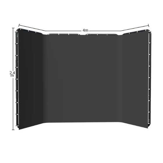 Fundo portátil 2,4x4m com estrutura dobrável - verde, preto, branco