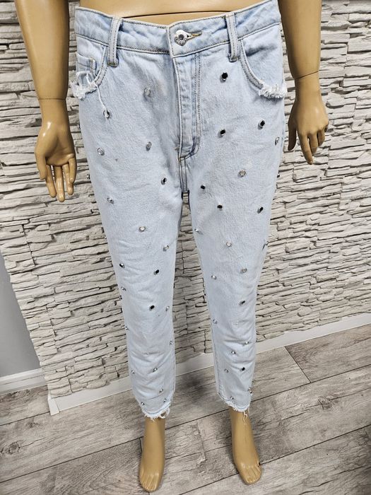 Spodnie jeansowe premium Queen Hearts rozm L zdobione