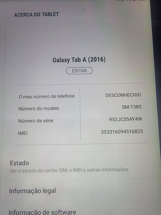 Tablet Samsung Galaxy Tab A6  T585