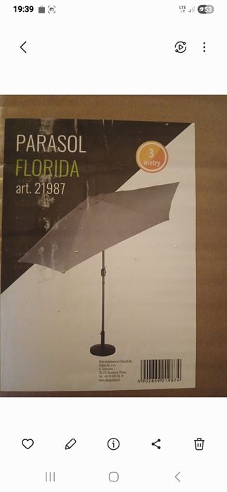 Parasol ogrodowy FLORIDA grafit 3 metry