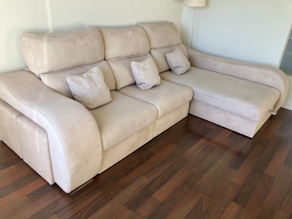 Sofá de canto direito 4/5 lugares bege OKSofás