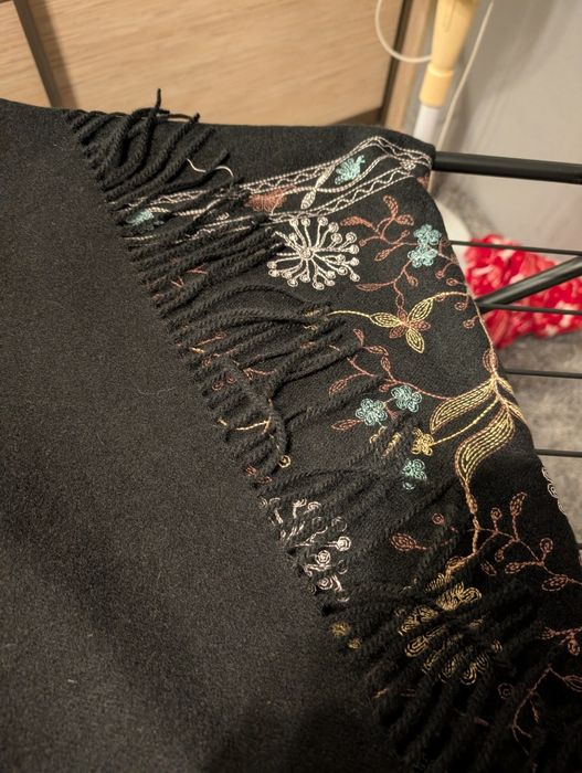 Szal 200x70 kaszmir/wełna haft