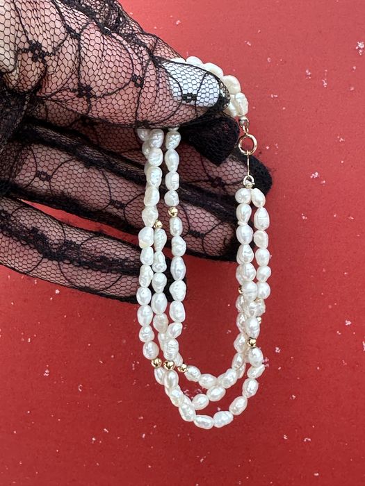 Браслет:річкові перли та золото 585