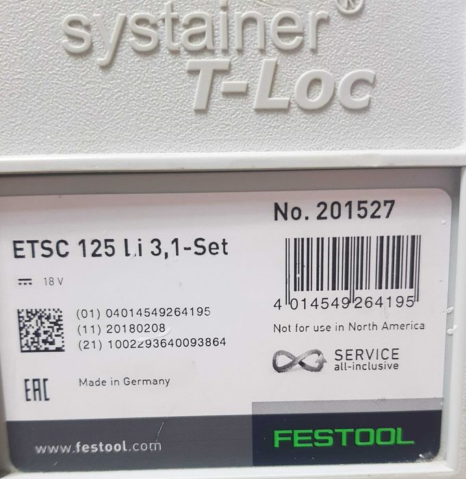 Zestaw Festool ETSC 125 Li 3,1 Set + osprzęt