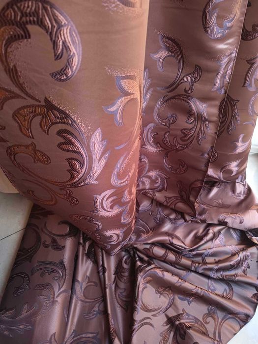 zasłony z metra BRĄZOWE Hafty, szer 150 cm DOBRA CENA