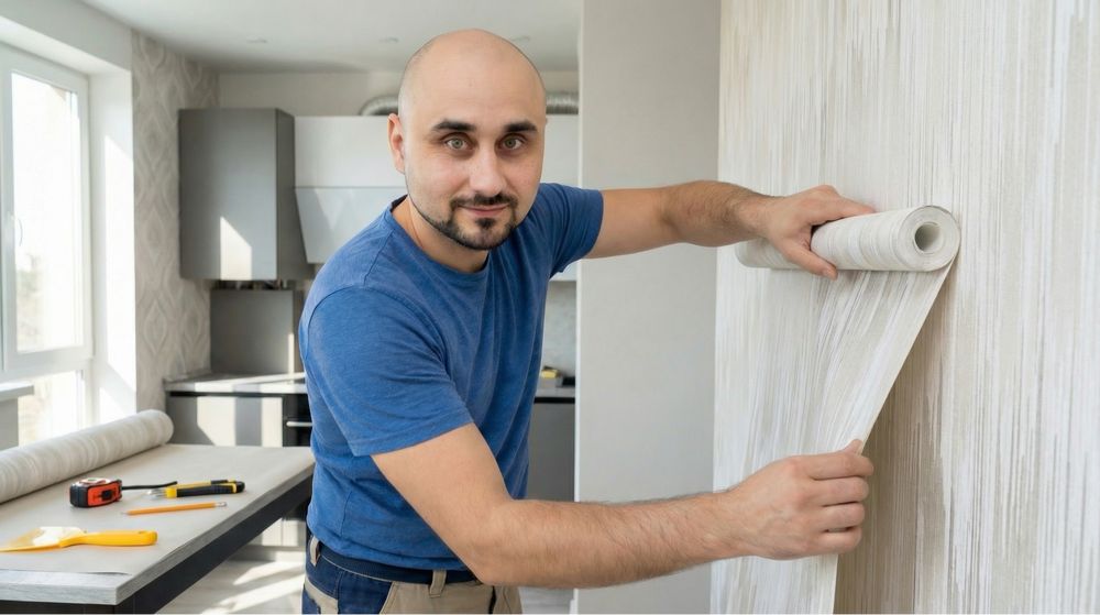 Поклейка шпалер 100 грн/м2