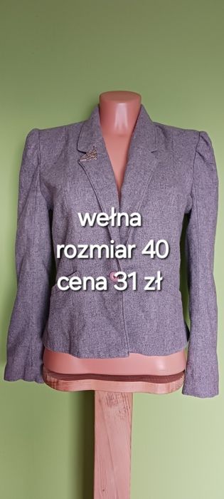 Szary wełniany żakiet rozm.40