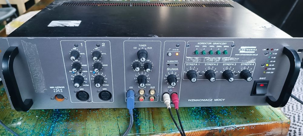 Wzmacniacz mocy elektronika WM-3507 + krosownica rozdzielacz SR-06