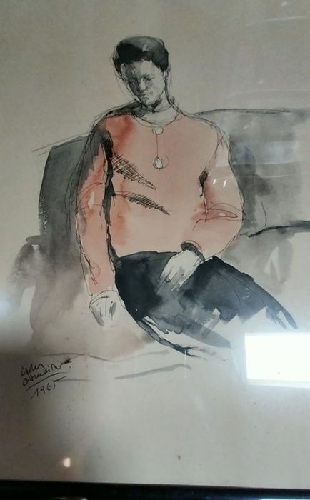 Desenho em aguarela Carlos Carneiro