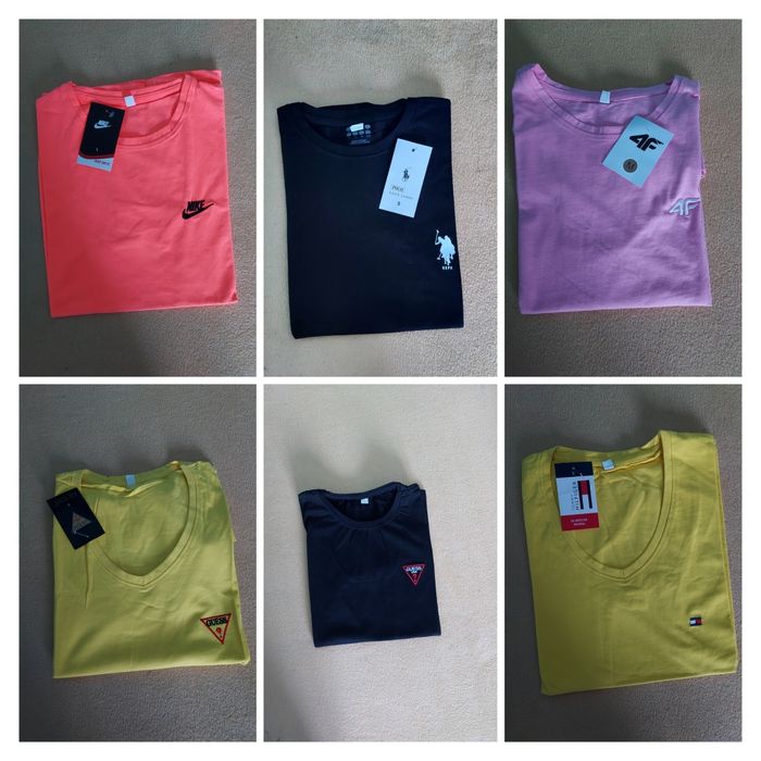 Damskie koszulki bawełniane z wyszywanym logo.  S.M.L