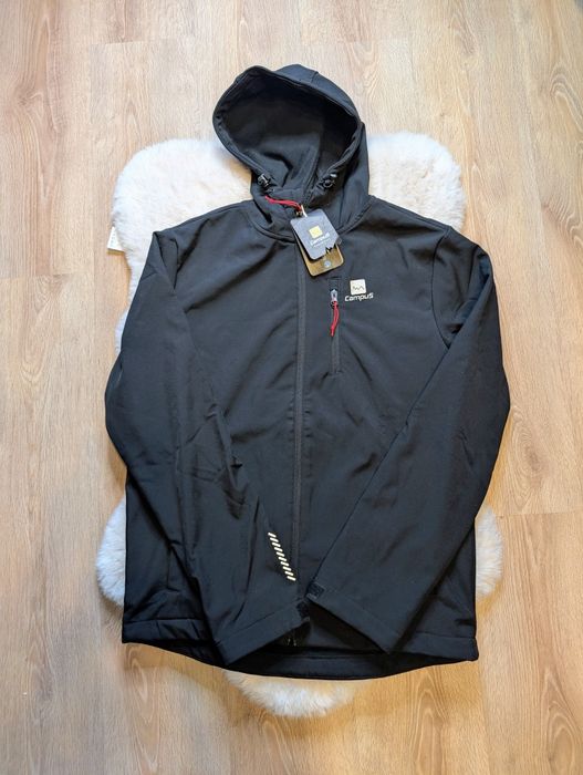 Kurtka Męska Softshell Campus Essential czarna rozmiar L z kapturem
