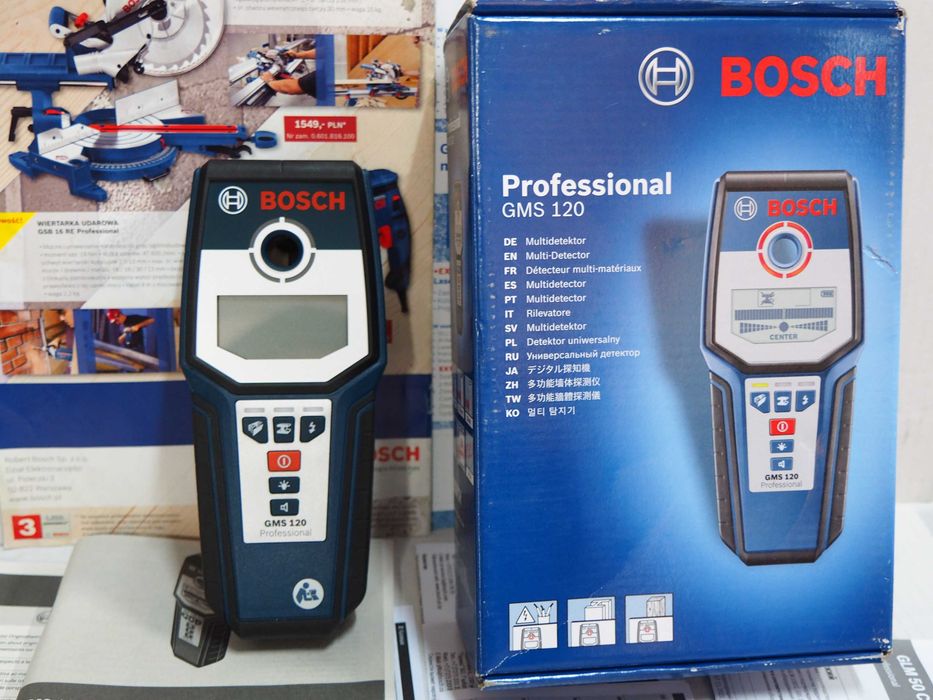 Wykrywacz metali BOSCH GMS 120 detektor kabli zbrojenia drewno plastik