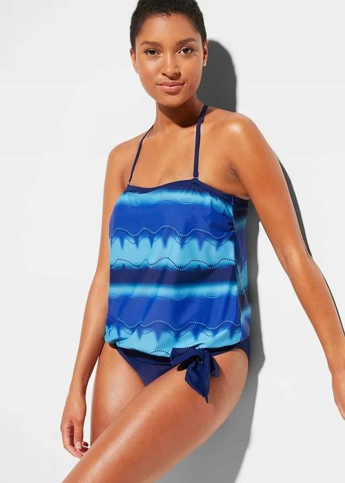 B.P.C tankini oversize niebieski ze wzorami i granatowe figi ^40