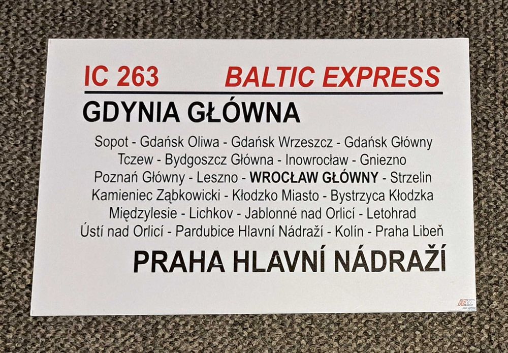 IC 263 / 260 Baltic Express - Tablica Relacyjna PKP InterCity