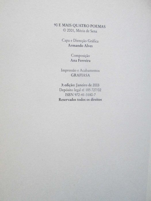 90 e mais Quatro Poemas, de Constantino Cavafy, Jorge de Sena (trad.)