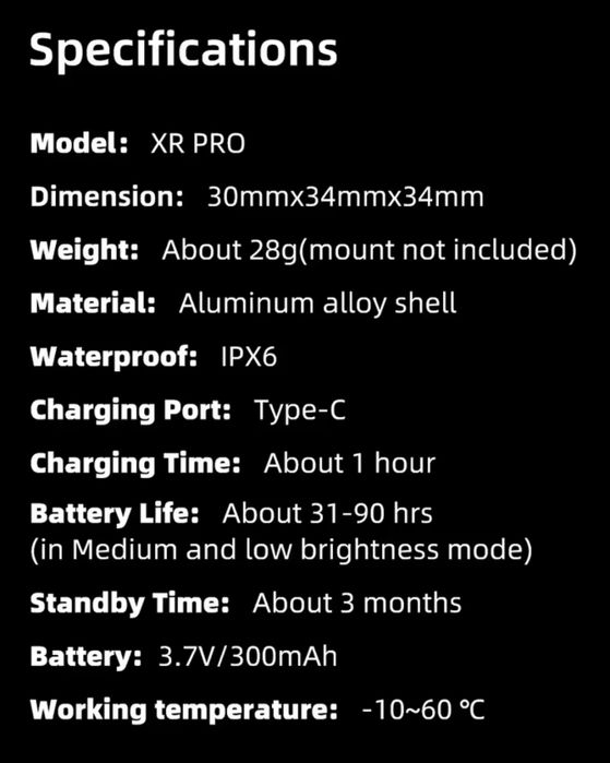 XOSS XR PRO Tylna lampka rowerowa LED z autostopem 360mAh 28g USB-C