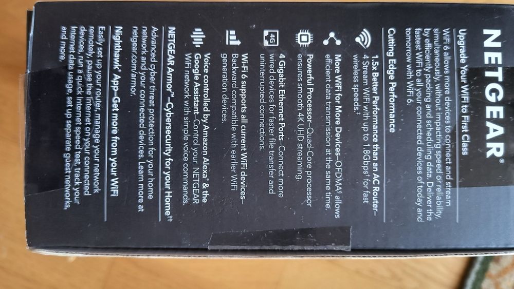 Роутер Netgear Nighthawk RAX20AX1800 WiFi6  WiFi 6