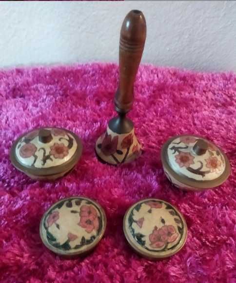 Conjunto Artesanal Indiano em Latão Pintado à Mão