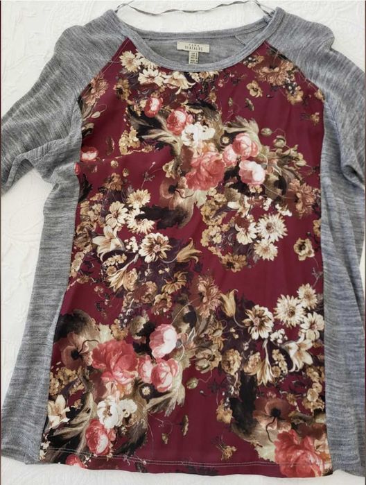 Blusa estampada cinza, Zara, tamanho S