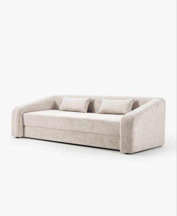 Westwing Collection sofa rokładana Eliot 3 osobowa kremowobiała