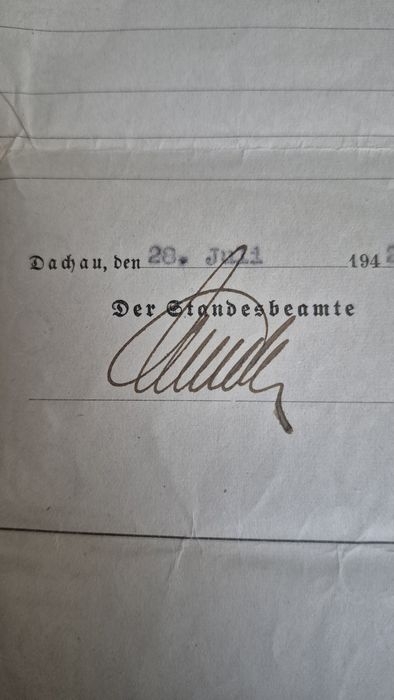 Koperta, pismo, akt zgonu, Dachu 1942 oryginał