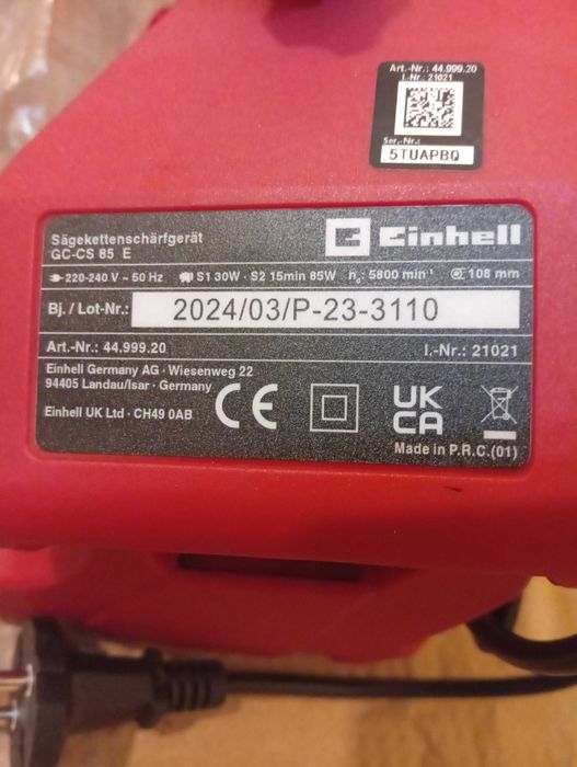 Afiadora de corrente de motosserra, Einhell GC-CS 85E