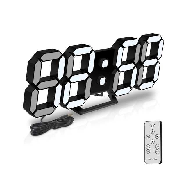Deeyaple zegar ścienny LED 3D 25 cm – cyfrowy budzik