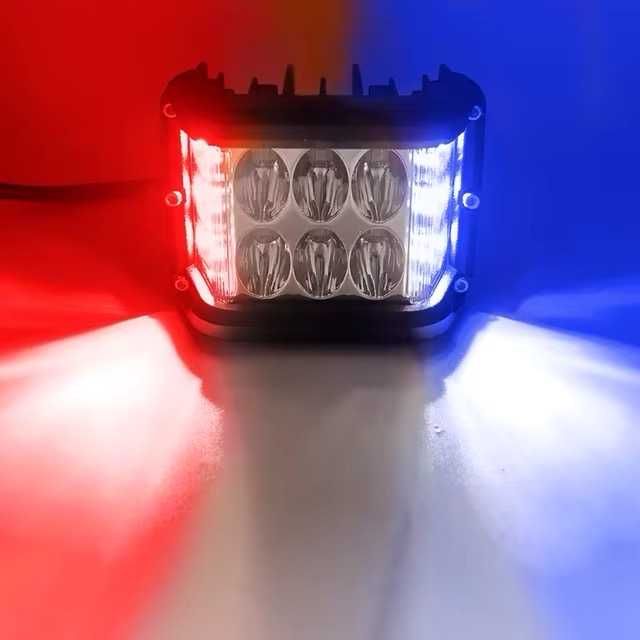 Par Faróis Auxiliares LED Quadrados Dupla Luz - 45W 9000LM