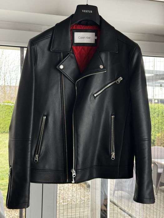 Kurtka skórzana Calvin  Klein – czarna, ramoneska XL