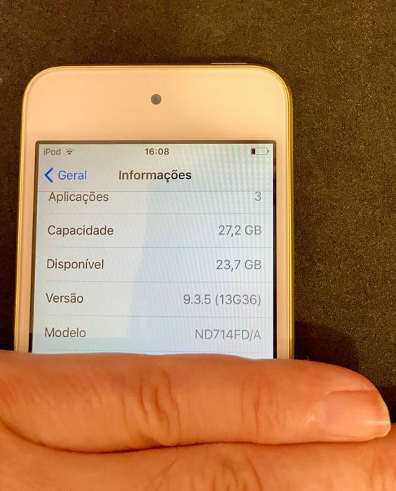 Apple iPod Touch Gen5 2013 com 32 GB. Amarelo como novo. Sem riscos. Caixa de origem.