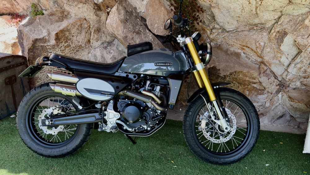 Fantic Caballero 500 Scrambler Deluxe theme. Approx 6800km. Many upgrades!