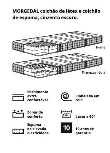Colchão MORGEDAL IKEA de espuma e latex