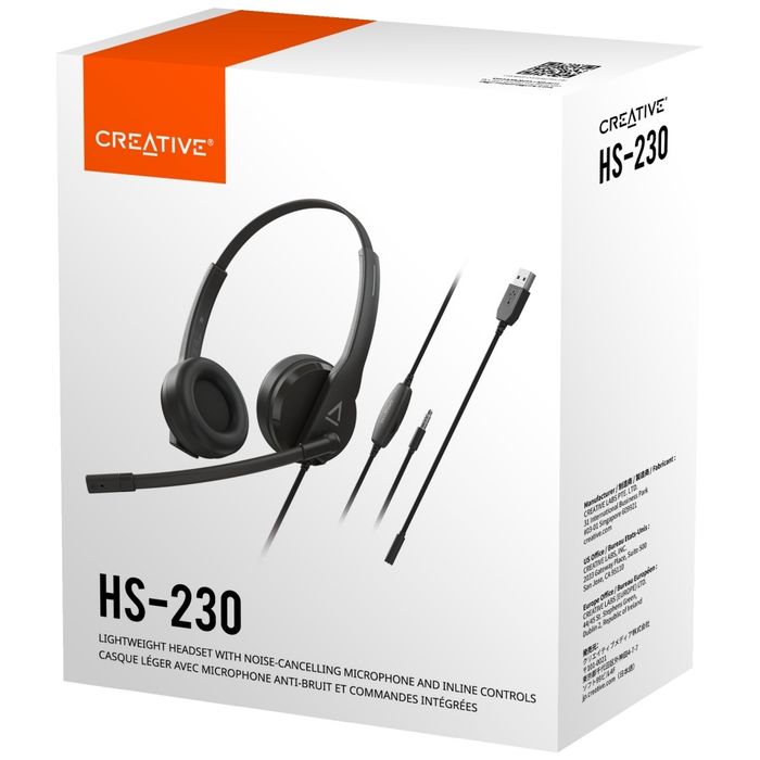 Słuchawki przewodowe Creative HS-230 z mikrofonem USB czarny