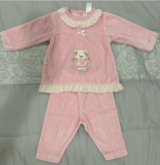 Camisola + Calças Rosa com folho (0-3M)