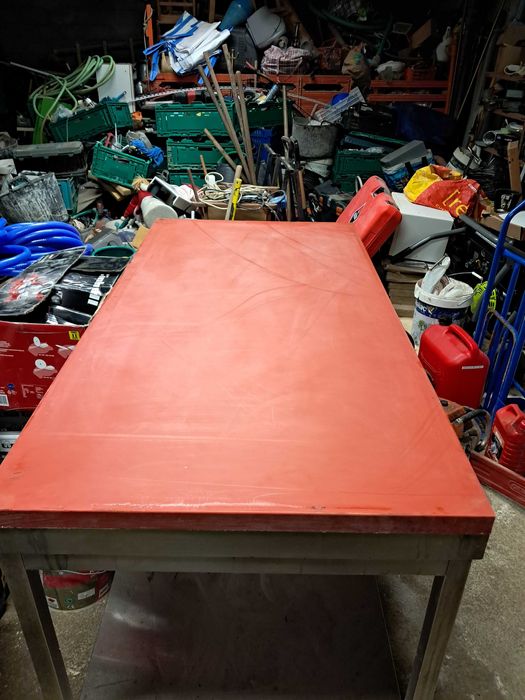 mesa de inox, com tampo de pvc