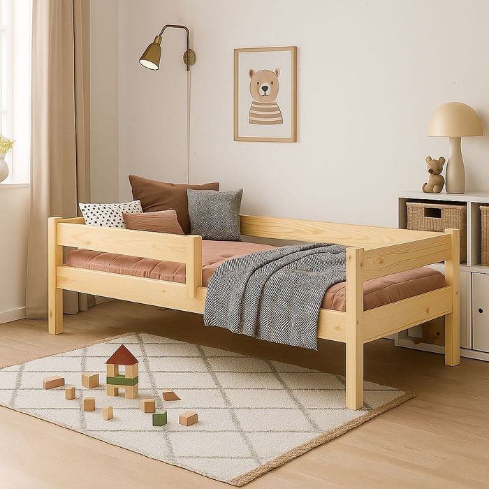 Łóżko dla dziecka z barierką łóżko dziecięce łóżeczko drewniane
