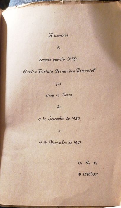Livro Raro "Desistência" (1943) - Viriato Pimentel - Dedicatória Autógrafa