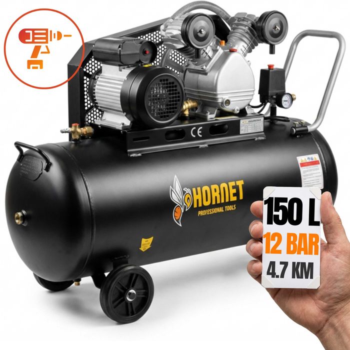 12 Bar 150l Kompresor olejowy sprężarka 4,7KM 570l/min PROMOCJA!