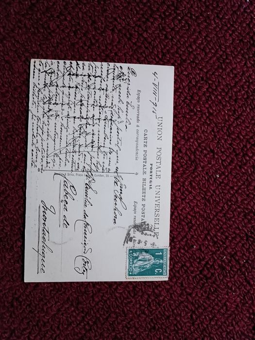 Bellas Artes em Portugal - chegada de diligência de Thomar (postal)