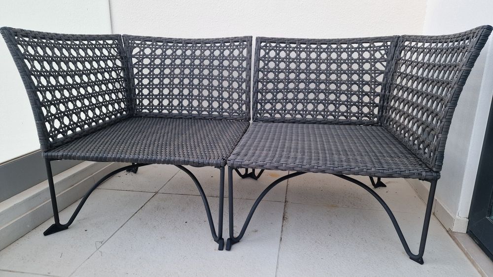 Sofá 2 lugares jardim exterior c/almofadas