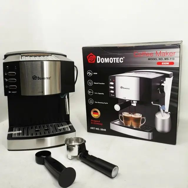 Електрична кавоварка Domotec MS-113, еспресо-машина 850 Вт, 15 бар, 1,6 л кофе машина