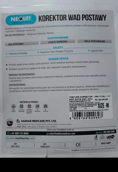 Korektor wad postawy