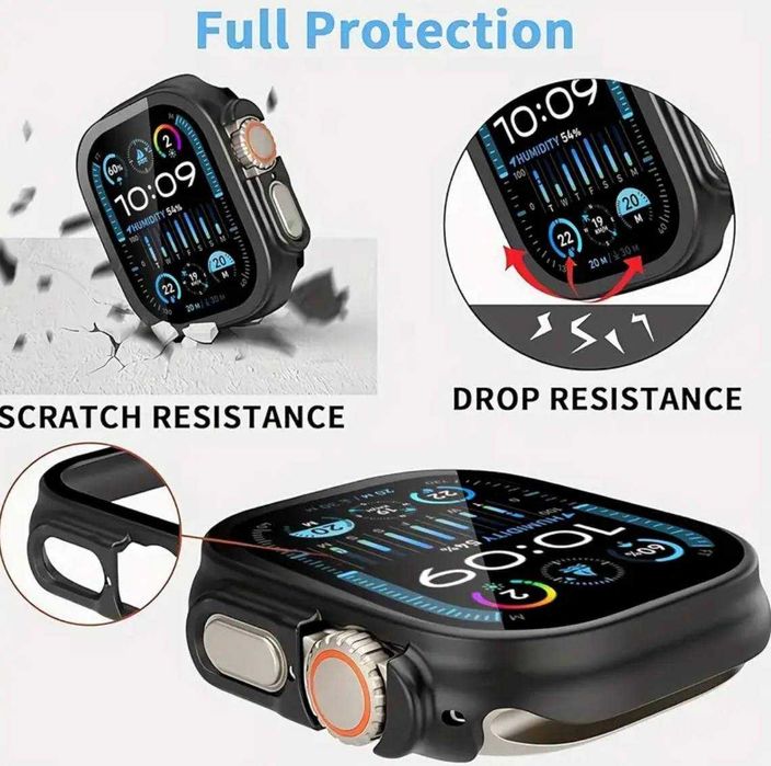 Чохол бампер із загартованим склом для Apple Watch Ultra 1, 2 ,3 49mm