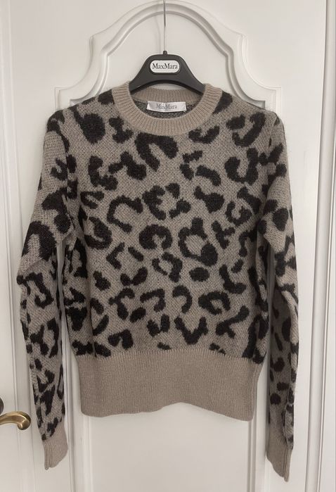 MAX MARA piękny sweter, wzór panterkowy