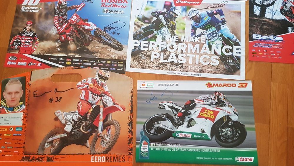 Posters autografados de pilotos Enduro, Moto GP, de Rallies