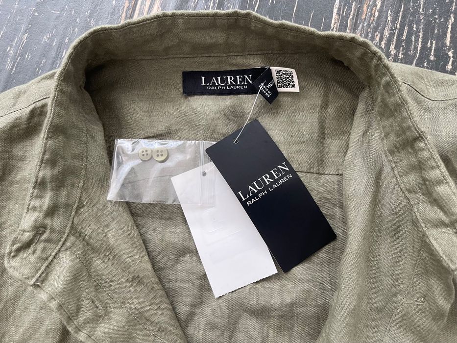 Ralph lauren. рубашка цвета хаки 100% лен р м.