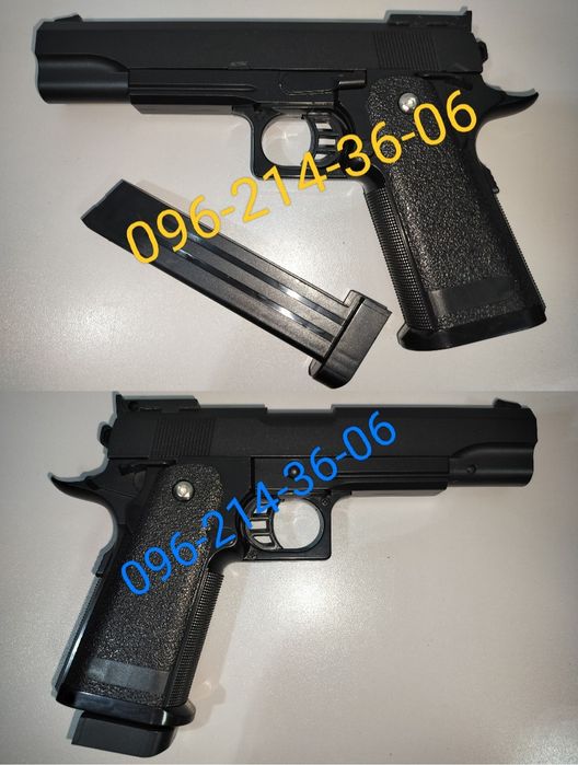 Детский металлический пистолет Colt 1911 с кобурой стреляет