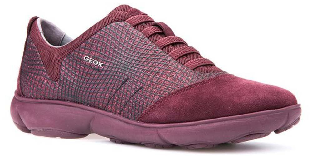 Geox Półbuty damskie - D Nebula Respira - r 35 - burgundowe zamszowe