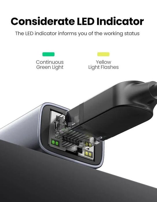 Мережевий адаптер, адаптер-перехідник Ugreen CM199 USB-C to Gigabit Ethernet Adapter