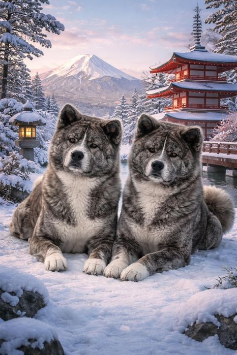 Дівчатка та хлопчик японської Акита ину